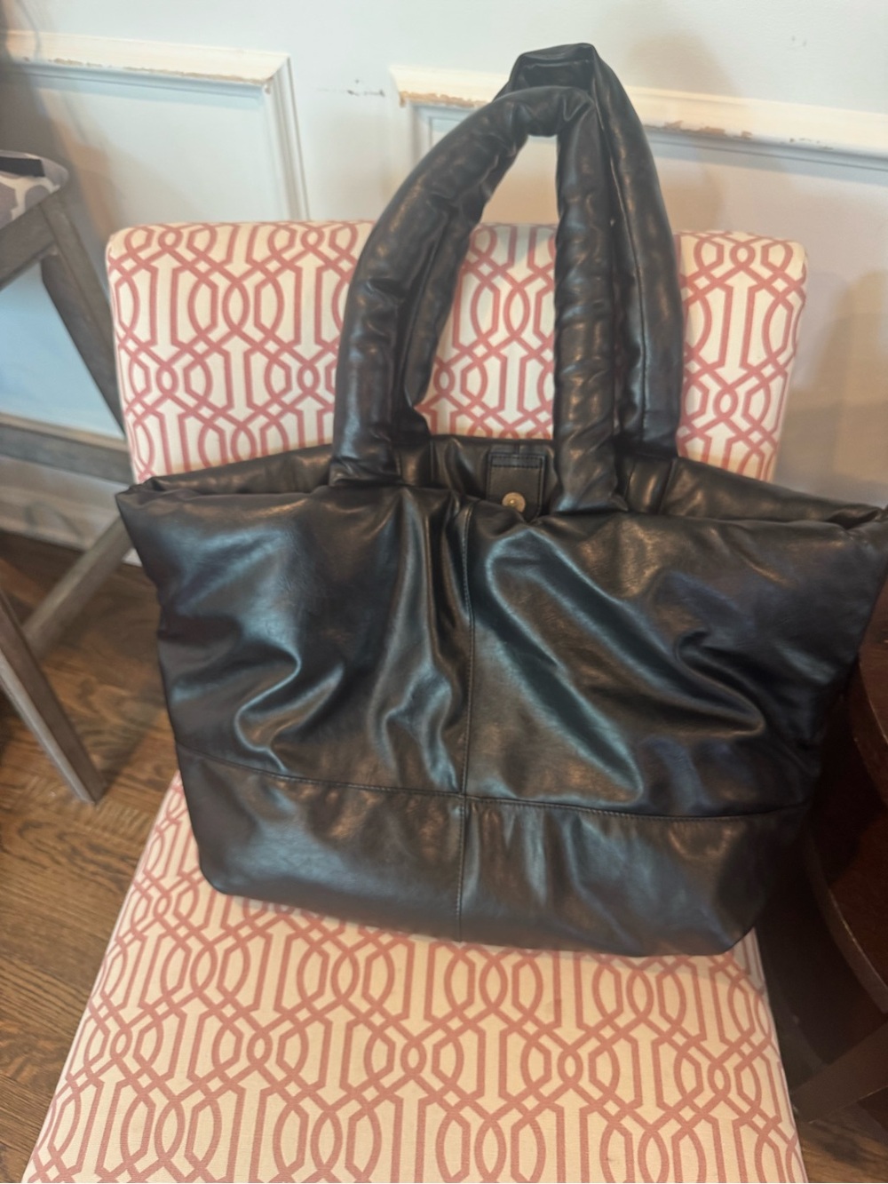Topshop Black Quilted-Handle Tote Bag
